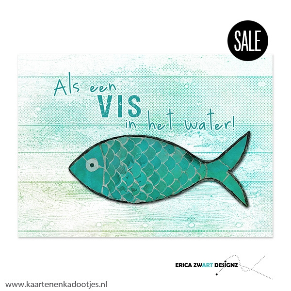 1/10/50x Ansichtkaart als een vis in het water