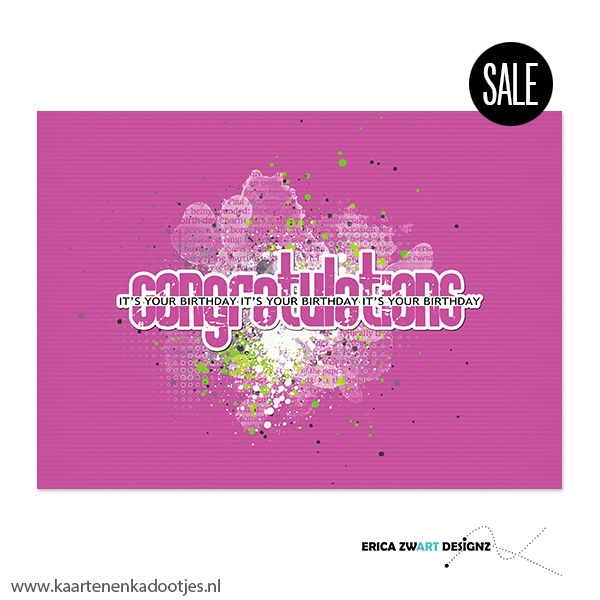 1/10/50x Ansichtkaart congratulations it's your birthday pink