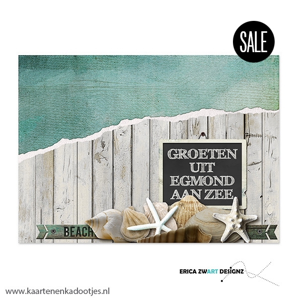 1/10/50x Ansichtkaart groeten uit Egmond aan Zee schelpen