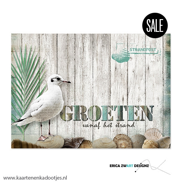 1/10/50x Ansichtkaart groeten vanaf het strand