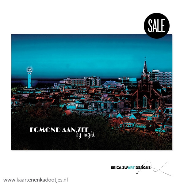 1/10/50x Ansichtkaart Egmond aan Zee by night