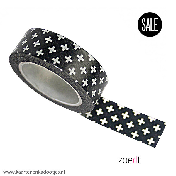 Washi tape plusjes zwart/wit