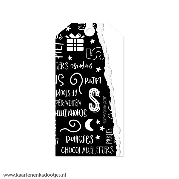 Kadolabel medium Sint serie handlettering gescheurde rand