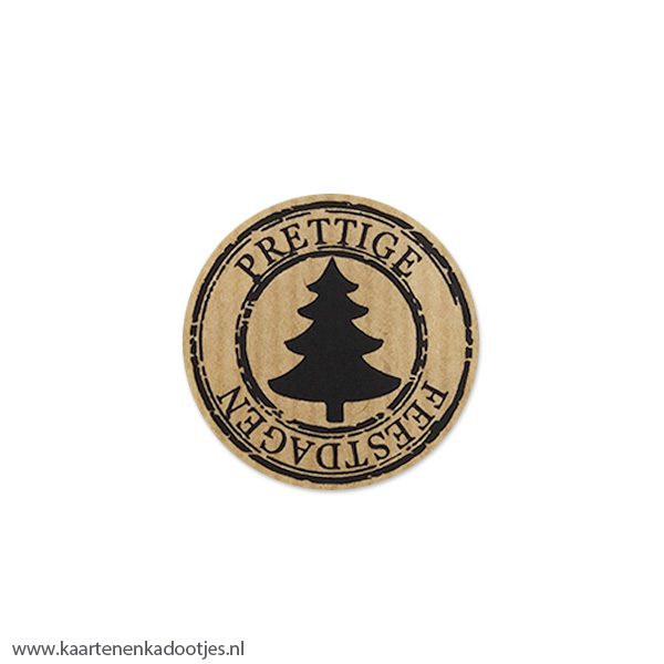 7 Stickers rond 35 mm prettige feestdagen kraft/zwart