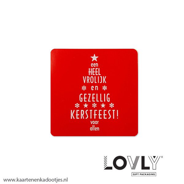 6 Stickers vierkant 40x40 mm vrolijk kerstfeest rood/wit