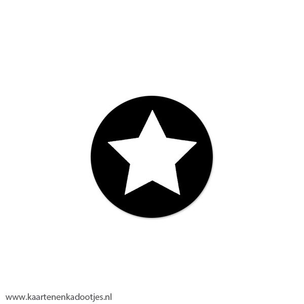 8 Stickers rond 30 mm ster zwart/wit