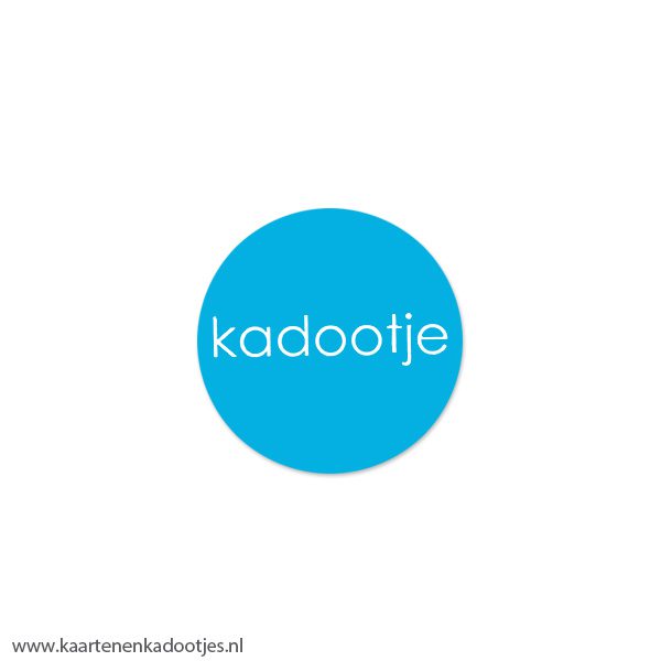 8 Stickers rond 30 mm kadootje azuurblauw/wit