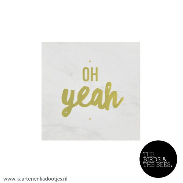 6 Stickers vierkant 45x45 mm oh yeah marmer/goudfolie
