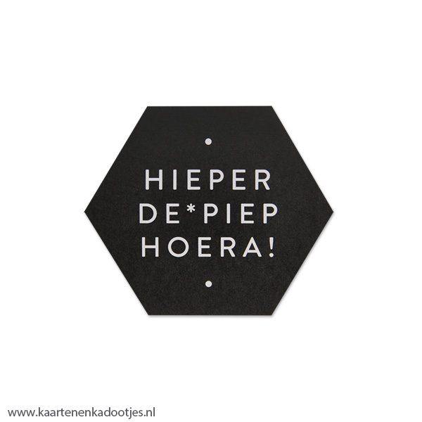 6 Stickers zeshoek 50 mm hieperdepiep hoera