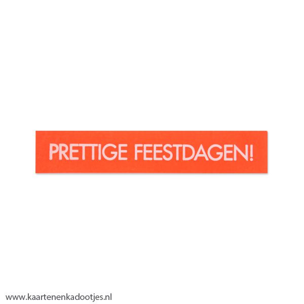 8 Stickers rechthoek 60x11 mm prettige feestdagen neon oranje/wit