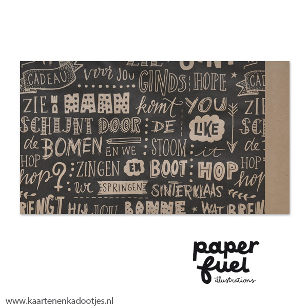 Kadozakje medium 12x19 cm Sint handlettering kraft Paperfuel