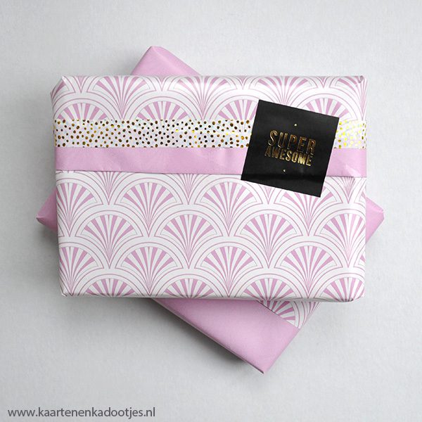 Kadopapier art deco roze dubbelzijdig - Afbeelding 2