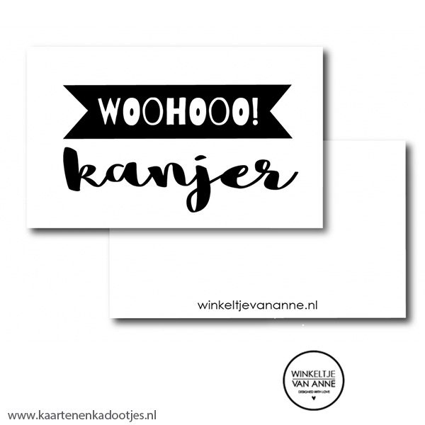 Kadokaartje rechthoek 90x55 mm woohoo kanjer