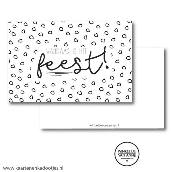 Minikaartje rechthoek 90 x 55 mm vandaag is het feest
