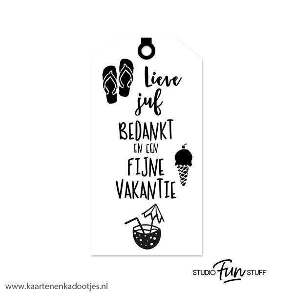 Kadolabel medium lieve juf bedankt en een fijne vakantie