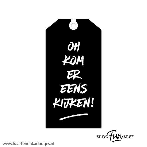 Kadolabel medium Sint serie oh kom er eens kijken zwart/wit