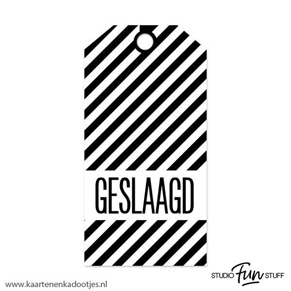 Kadolabel large zwart/wit serie geslaagd