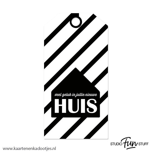 Kadolabel large zwart/wit serie nieuw huis