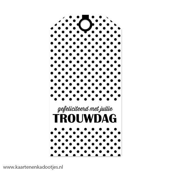 Kadolabel large zwart/wit serie trouwdag