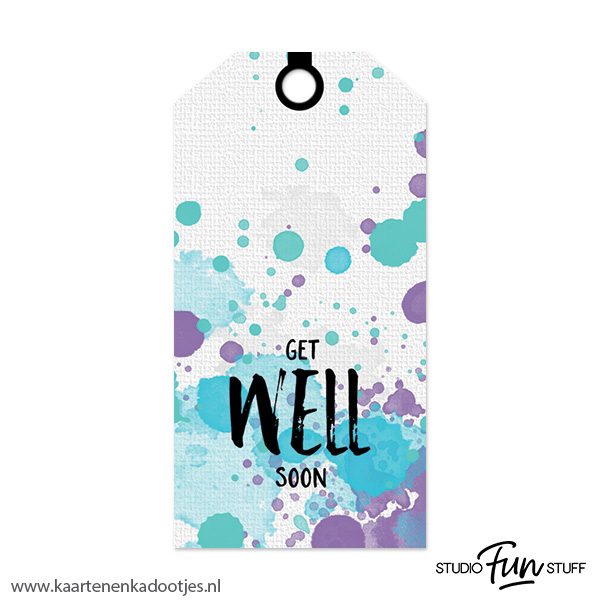 Kadolabel large waterverfserie get well soon