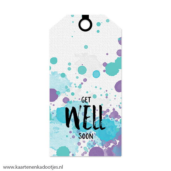 Kadolabel large waterverfserie get well soon