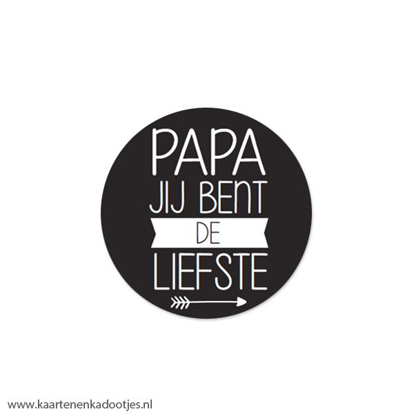 6 Stickers rond 40 mm papa jij bent de liefste pijl zwart/wit