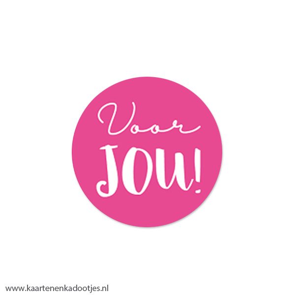 6 Stickers rond 40 mm voor jou fuchsia/wit