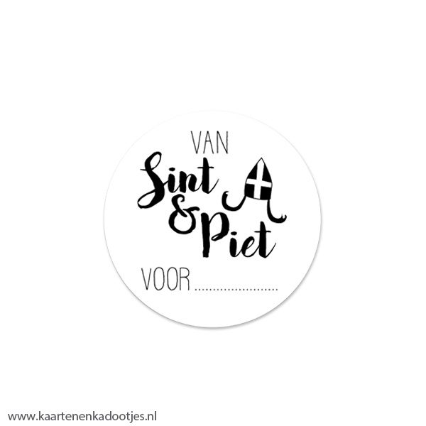 6 Stickers rond 40 mm van Sint & Piet voor