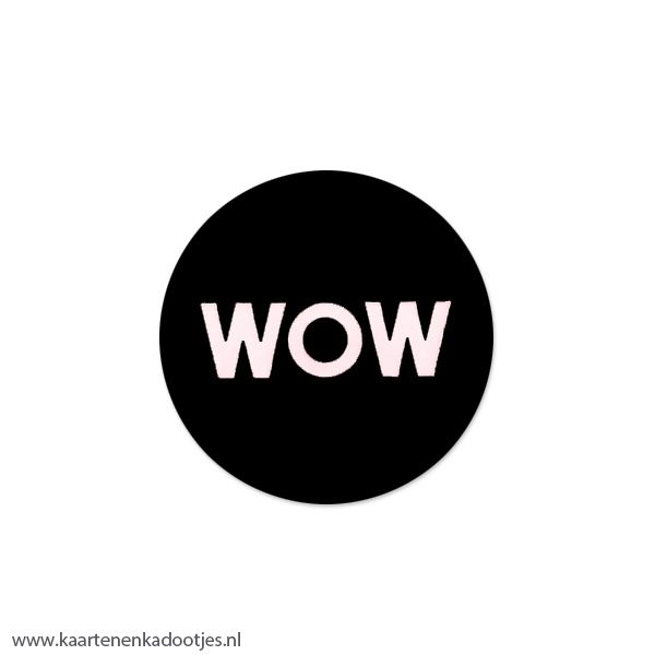 6 Stickers rond 40 mm wow zwart/wit