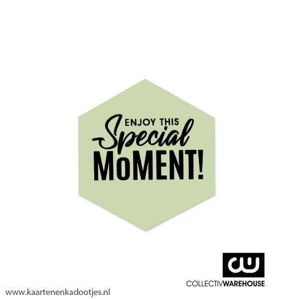 6 Stickers zeshoek 40 mm special moment groen/zwart
