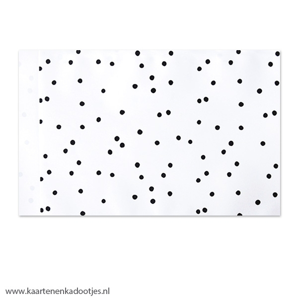 Kadozakje large 17x25 cm handdrawn dots wit/zwart