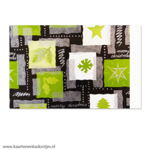 Kadozakje large 17x25 cm Merry Christmas lime/zwart/wit/zilver