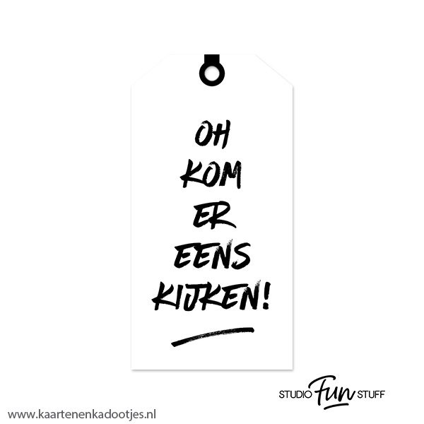 Kadolabel medium Sint serie oh kom er eens kijken wit/zwart