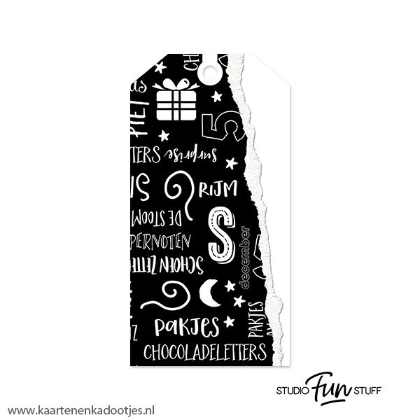 Kadolabel medium Sint serie handlettering gescheurde rand