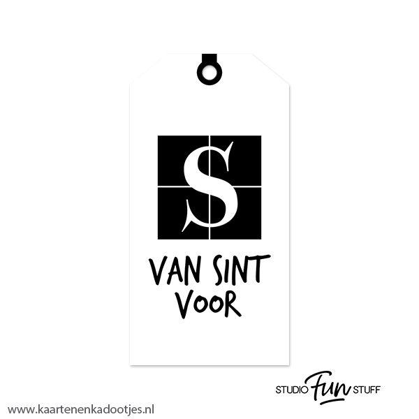 Kadolabel medium Sint serie van Sint voor wit/zwart