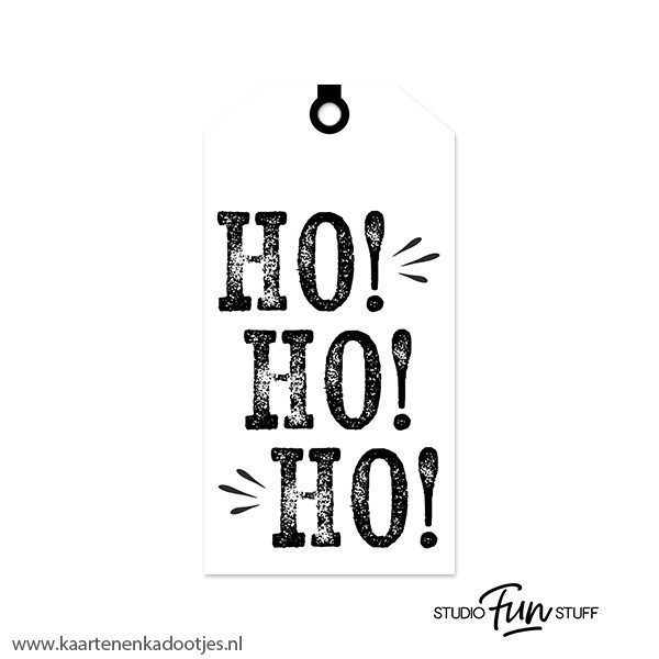 Kadolabel medium Kerst serie hohoho wit/zwart