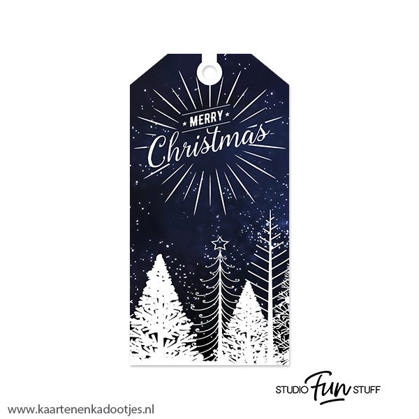 Kadolabel medium Kerst serie merry Christmas indigo