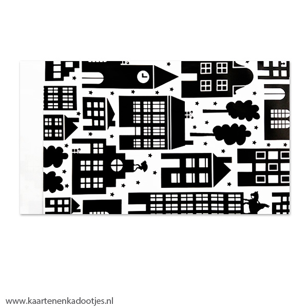 Kadozakje medium 12x19 cm Sint in the city wit/zwart