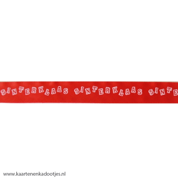 Satijnlint 16 mm Sinterklaas rood/wit 3 meter
