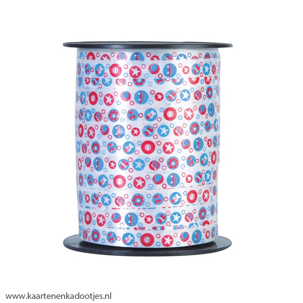 Krullint 10 mm rood/blauw 3 meter