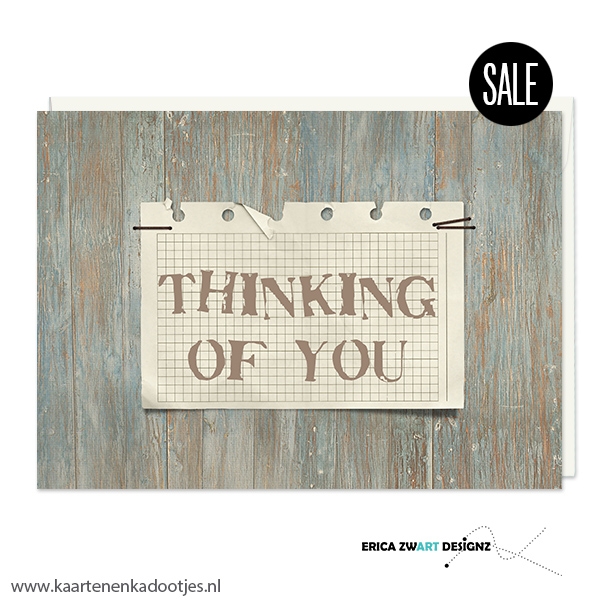 1/10x Dubbele kaart thinking of you houtlook
