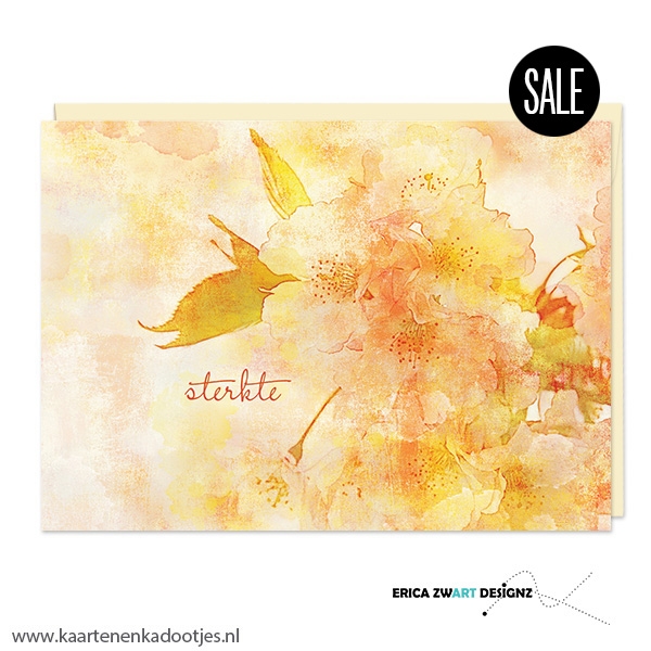 1/10x Dubbele kaart sterkte aquarel bloesem