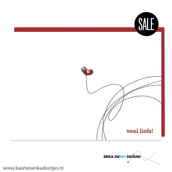 1/10x Dubbele kaart veel liefs hartje swirl