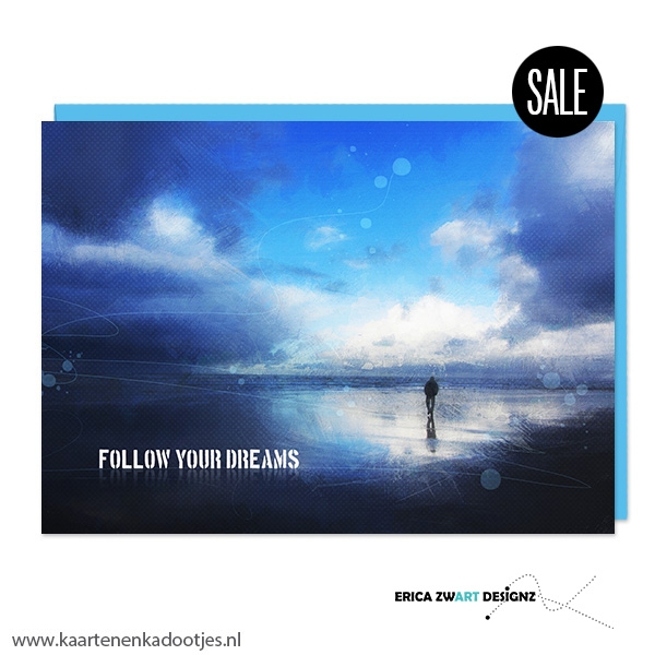 1/10x Dubbele kaart follow your dreams strand