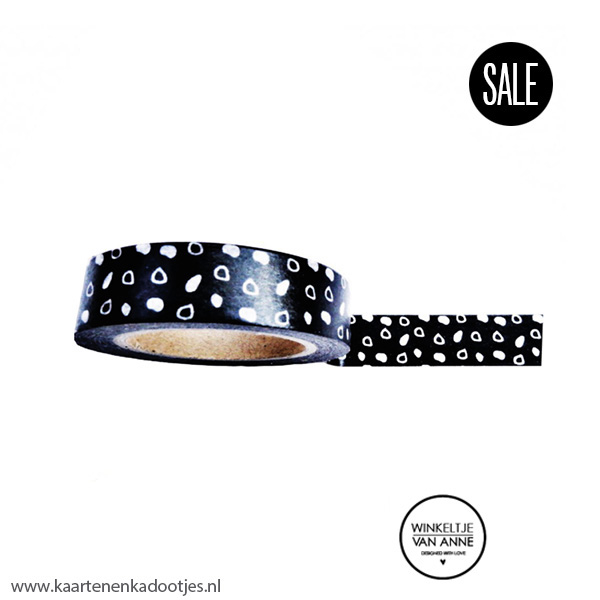 Washi tape mixing dots zwart/wit