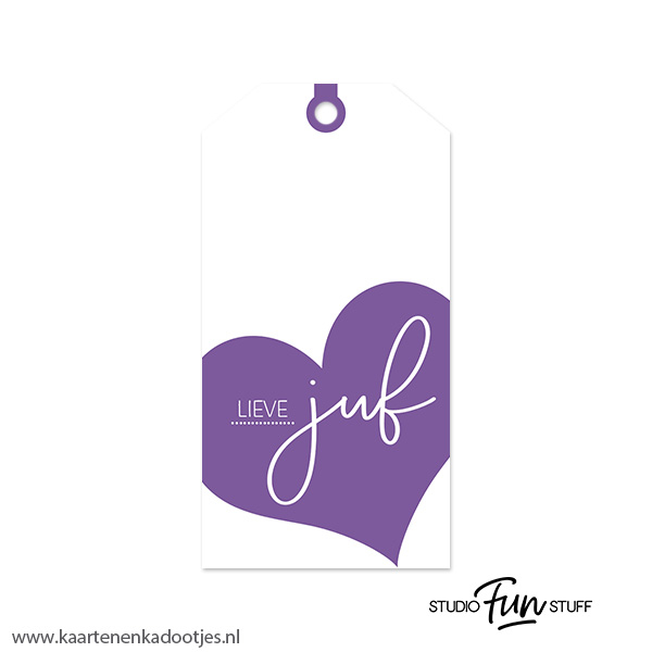 Kadolabel medium lieve juf hart - 7 kleuren - Afbeelding 7