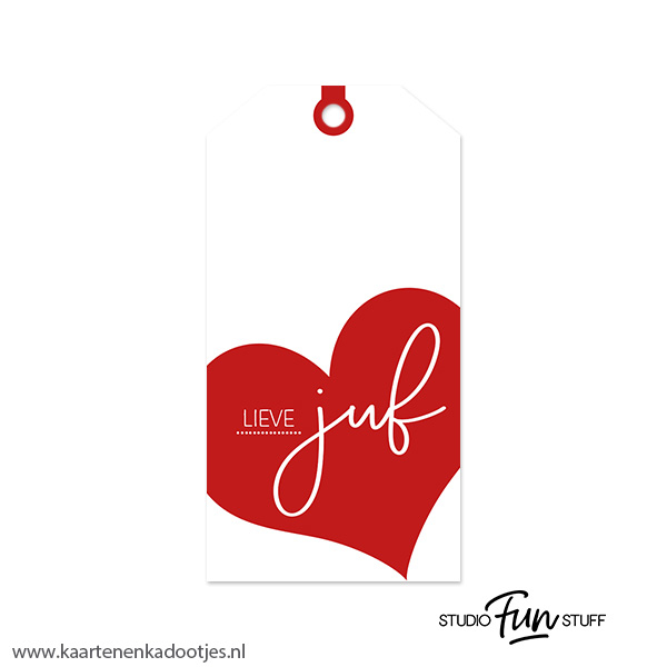 Kadolabel medium lieve juf hart - 7 kleuren - Afbeelding 6
