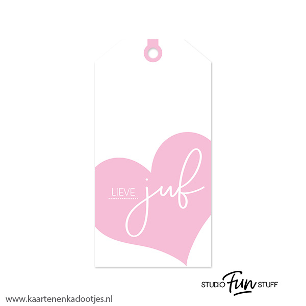Kadolabel medium lieve juf hart - 7 kleuren - Afbeelding 5