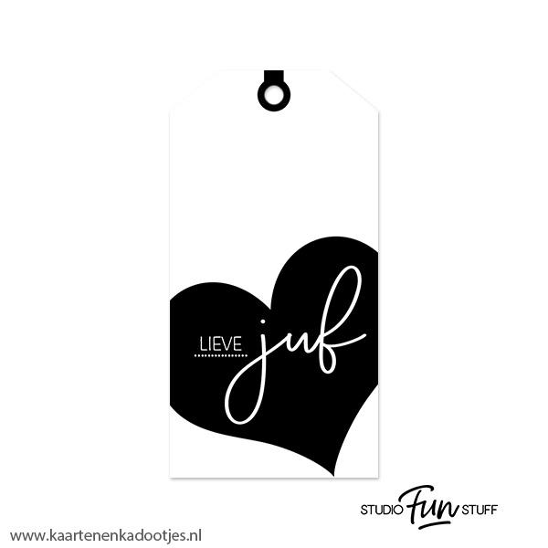 Kadolabel medium lieve juf hart - 7 kleuren - Afbeelding 4
