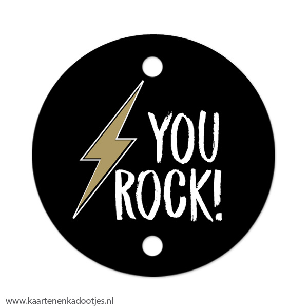 Kadolabel rond 70 mm you rock - goudfolie